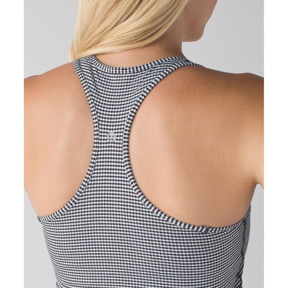 EUC 💎 Lululemon Cool Racerback Gingham Luon White Black Size 2 - Picture 3 of 6